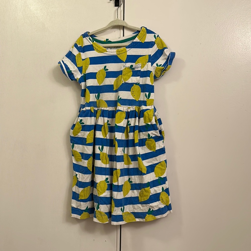 Mini Boden Blue and Yellow Striped Lemon Dress